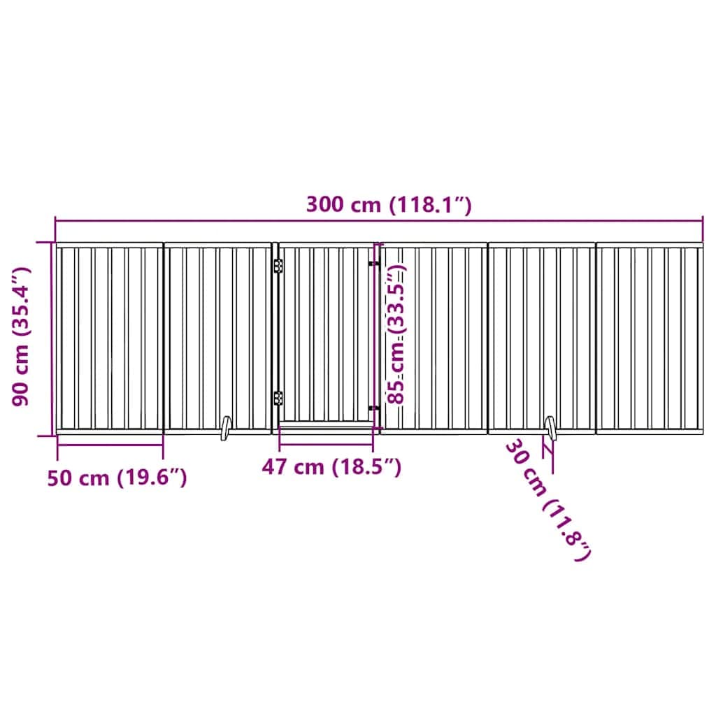 Cancello per Cani Porta Pieghevole Nero 6 Pannelli 300cm Pioppo — miniatura 10 di 10