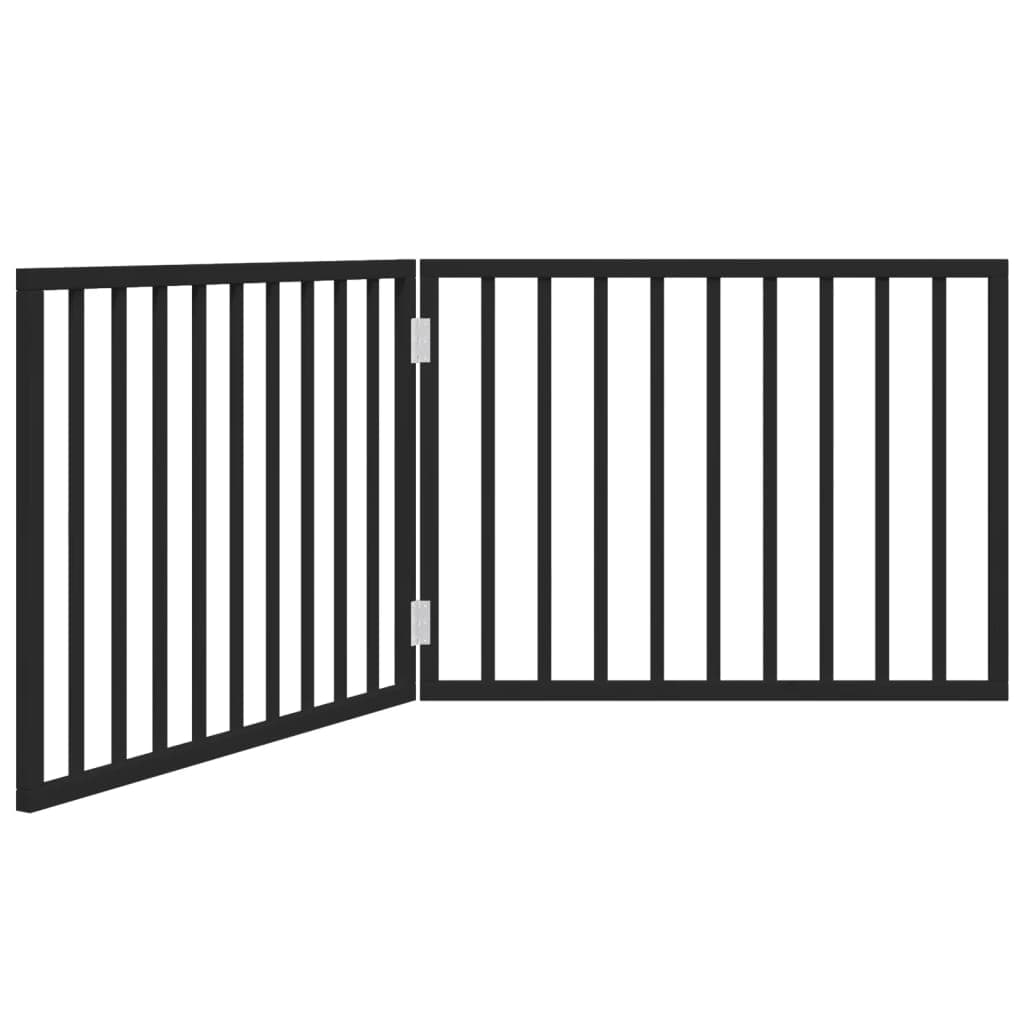 Cancelletto per cani pieghevole 2 pannelli nero 160 cm in legno di pioppo — miniatura 2 di 8