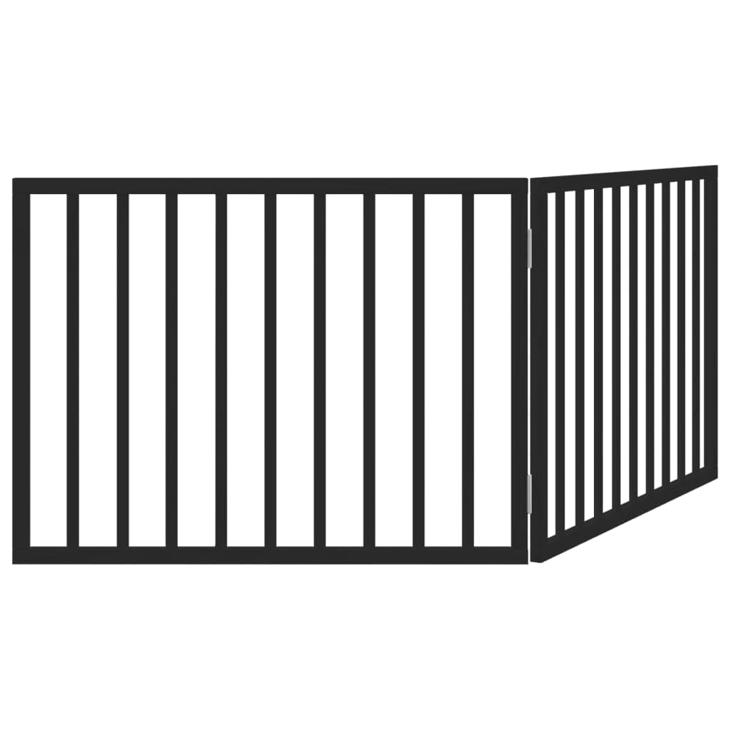 Cancelletto per cani pieghevole 2 pannelli nero 160 cm in legno di pioppo — miniatura 5 di 8