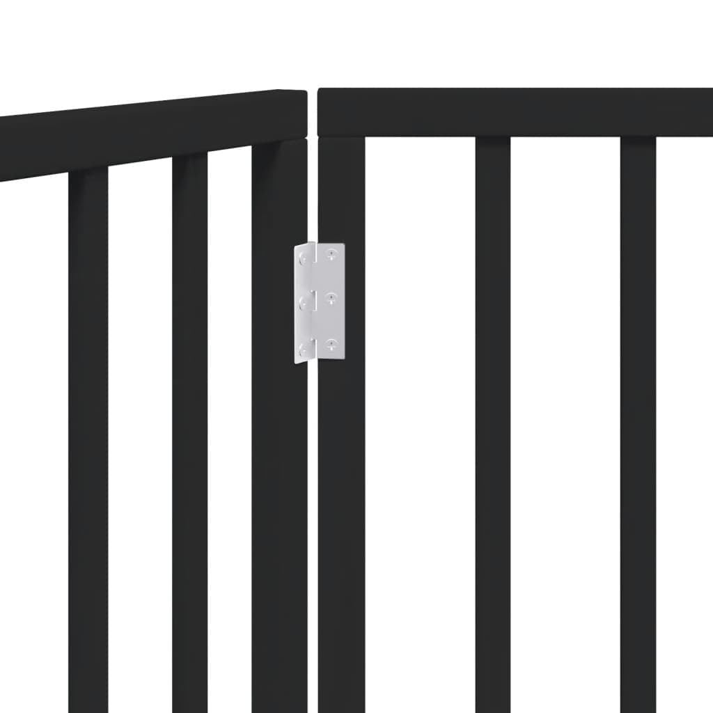 Cancelletto per cani pieghevole 2 pannelli nero 160 cm in legno di pioppo — miniatura 7 di 8