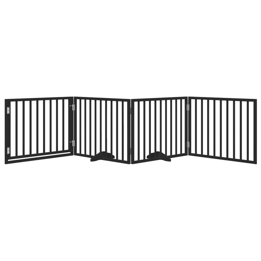 Cancello per Cani Porta Pieghevole Nero 4 Pannelli 320cm Pioppo — miniatura 3 di 10