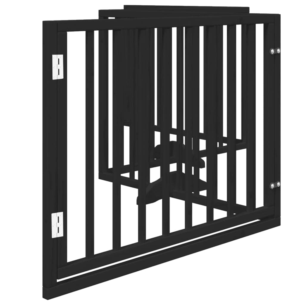 Cancello per Cani Porta Pieghevole Nero 4 Pannelli 320cm Pioppo — miniatura 4 di 10