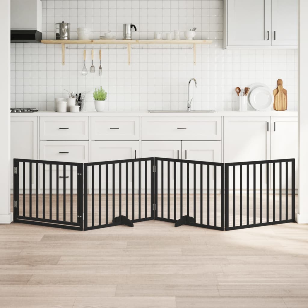 Cancello per Cani Porta Pieghevole Nero 4 Pannelli 320cm Pioppo — miniatura 1 di 10