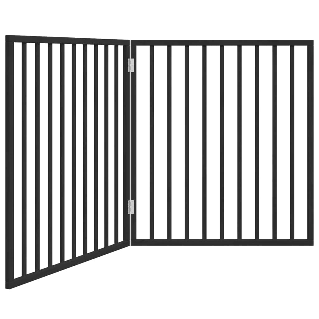 Cancelletto per cani pieghevole 2 pannelli nero 160 cm in legno di pioppo — miniatura 2 di 8