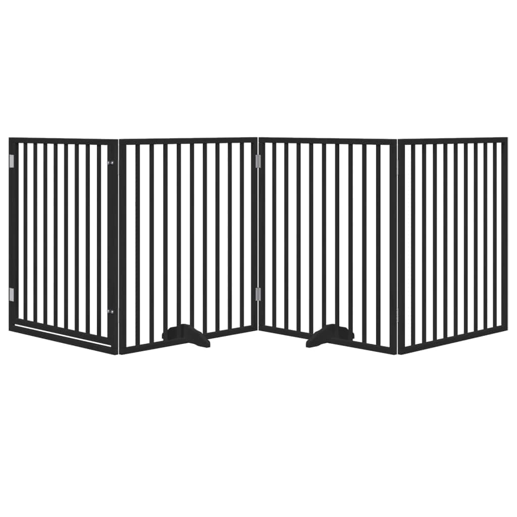 Cancello per Cani Porta Pieghevole Nero 4 Pannelli 320cm Pioppo — miniatura 3 di 10