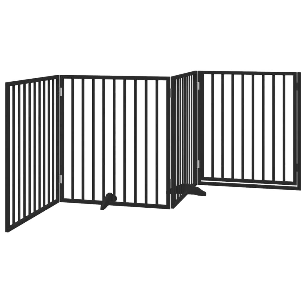 Cancello per Cani Porta Pieghevole Nero 4 Pannelli 320cm Pioppo — miniatura 5 di 10