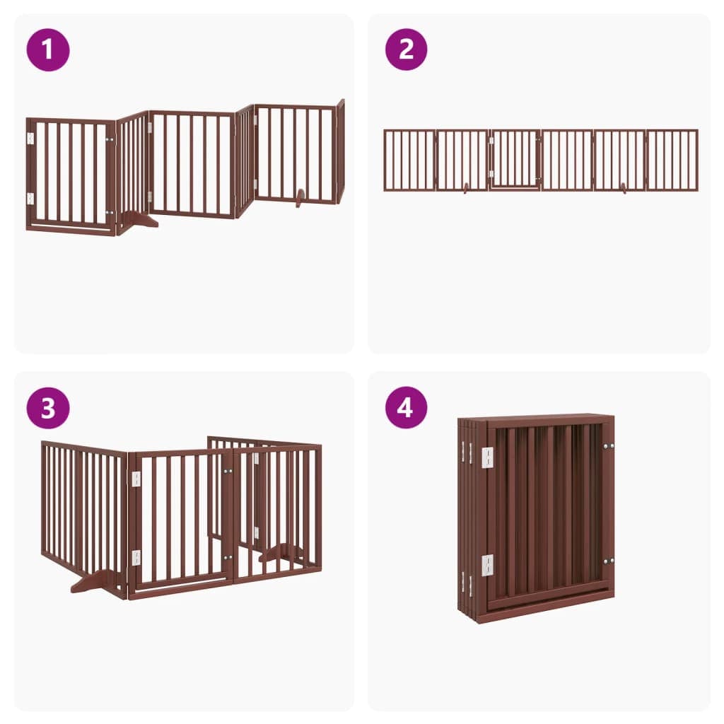 Cancello Cani Porta Pieghevole Marrone 6 Pannelli 300cm Pioppo — miniatura 6 di 10