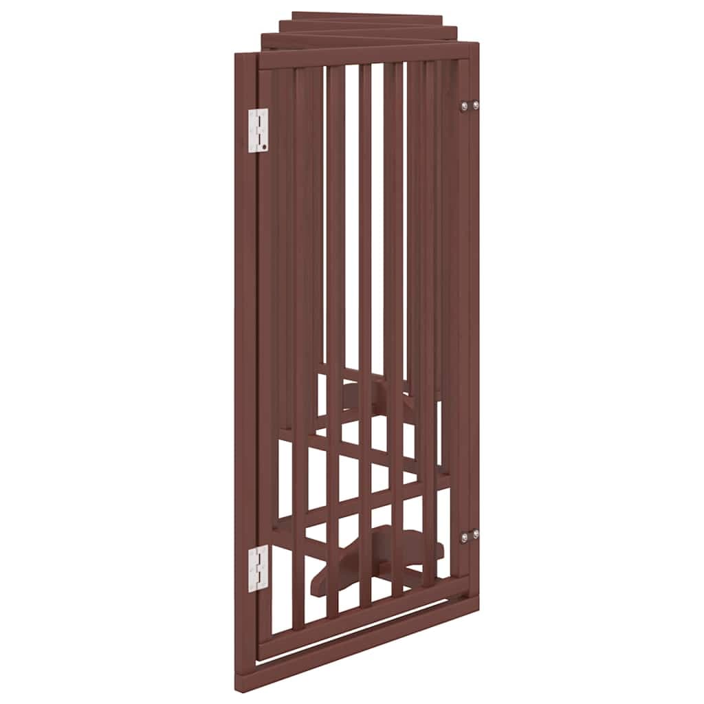 Cancelletto per cani con porta pieghevole 6 pannelli marrone 300 cm in legno di pioppo — miniatura 4 di 10