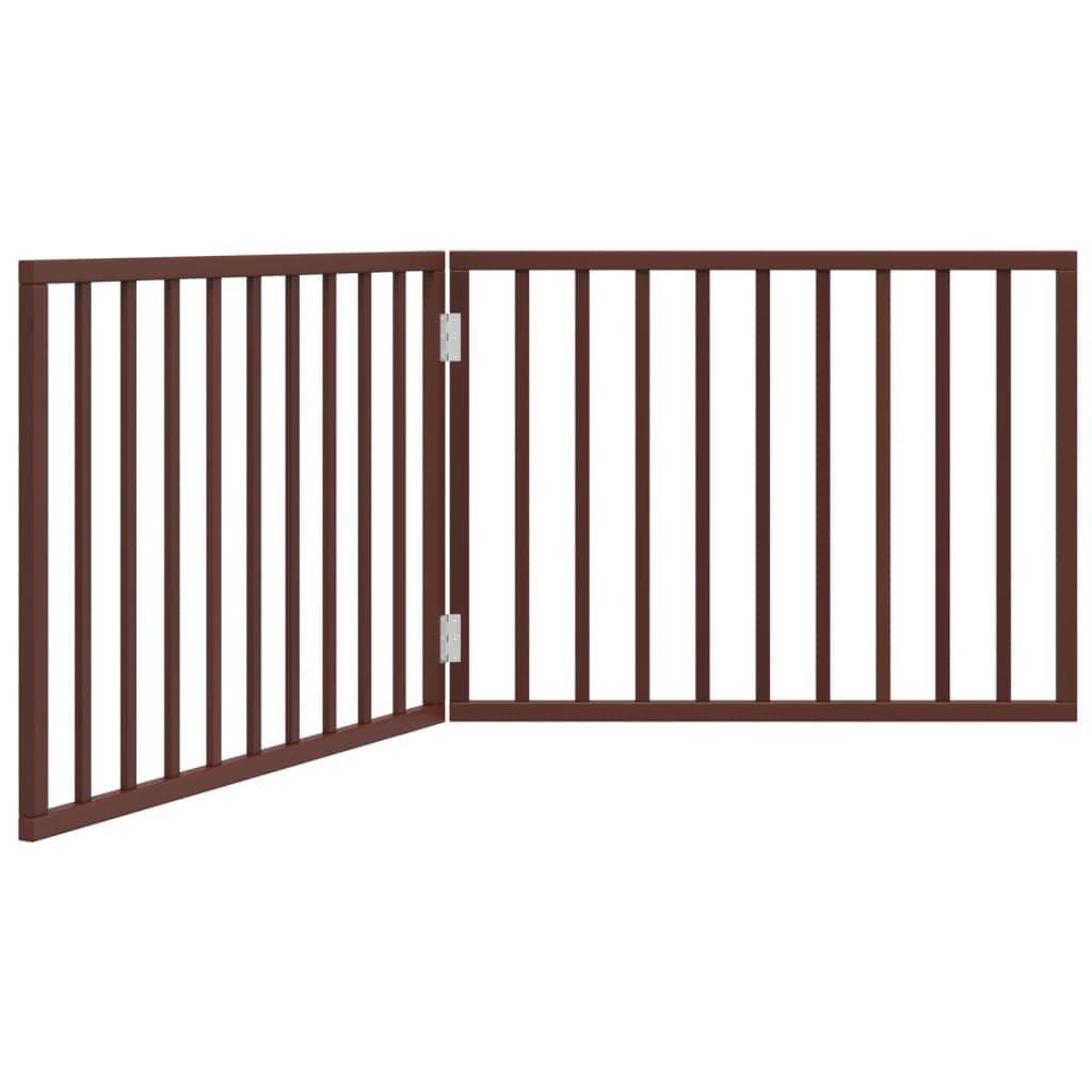 Cancello Cani Pieghevole 2 Pannelli Marrone 160cm Legno Pioppo — miniatura 2 di 8