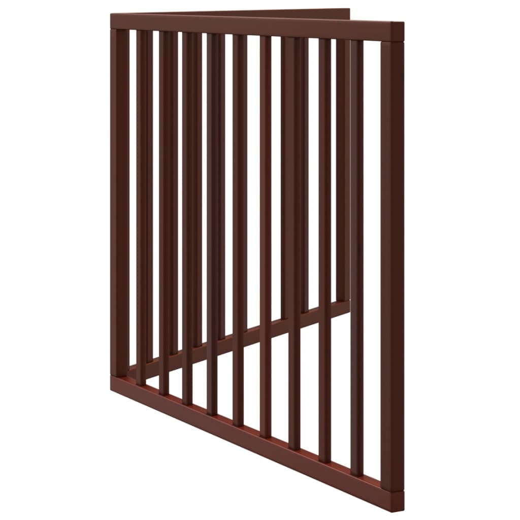 Cancello Cani Pieghevole 2 Pannelli Marrone 160cm Legno Pioppo — miniatura 4 di 8