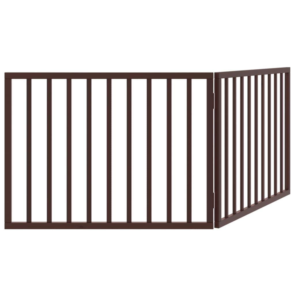 Cancello Cani Pieghevole 2 Pannelli Marrone 160cm Legno Pioppo — miniatura 5 di 8