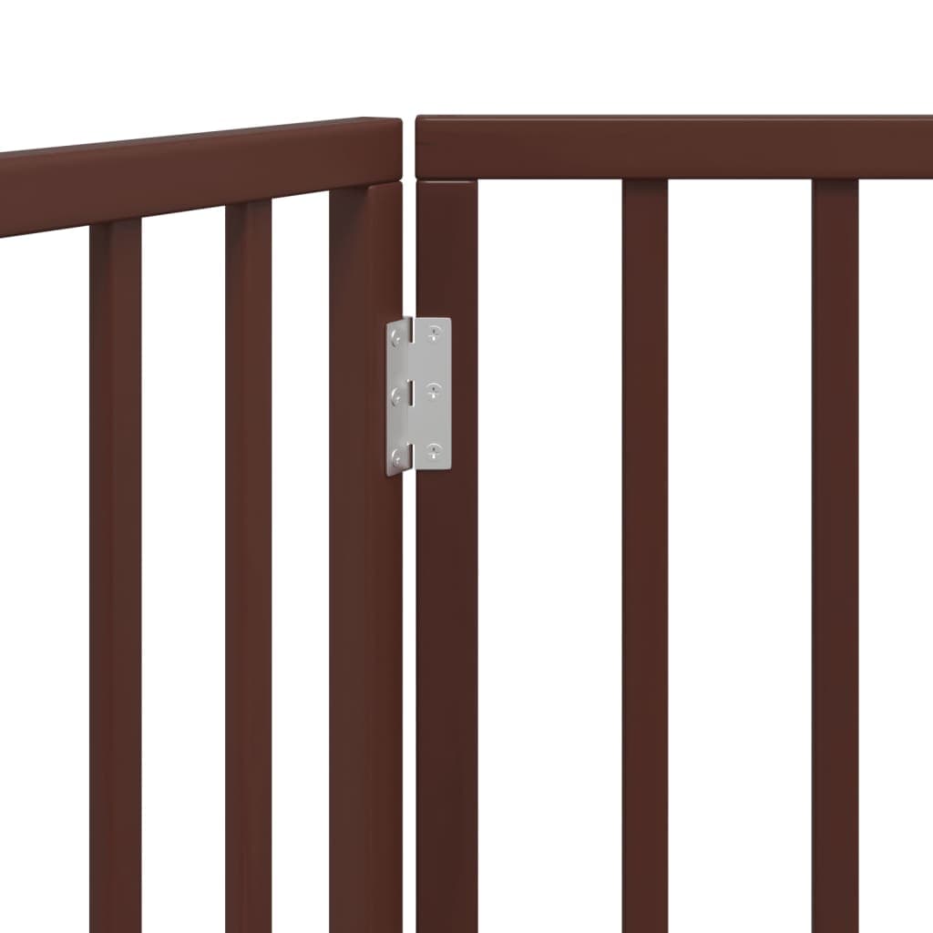 Cancello Cani Pieghevole 2 Pannelli Marrone 160cm Legno Pioppo — miniatura 7 di 8