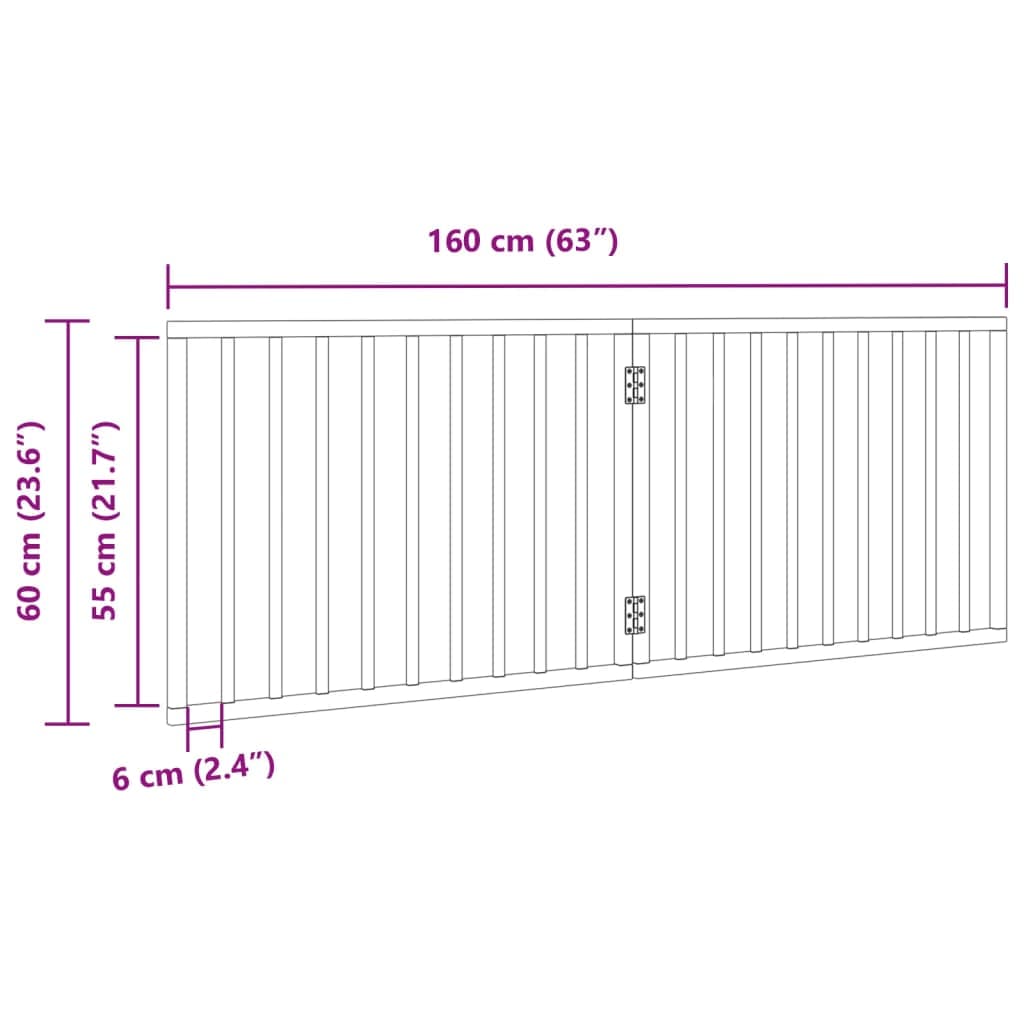 Cancello Cani Pieghevole 2 Pannelli Marrone 160cm Legno Pioppo — miniatura 8 di 8