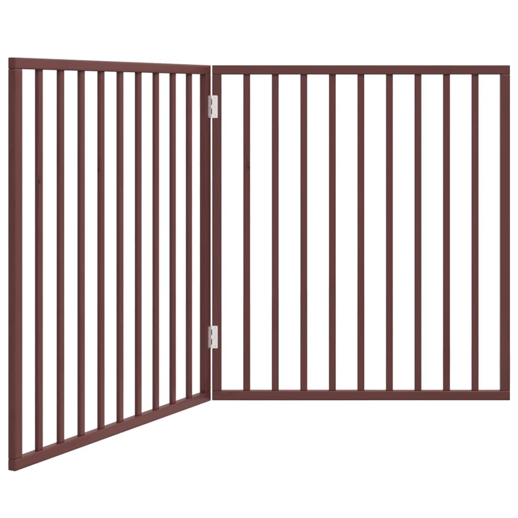 Cancello Cani Pieghevole 2 Pannelli Marrone 160cm Legno Pioppo — miniatura 2 di 8