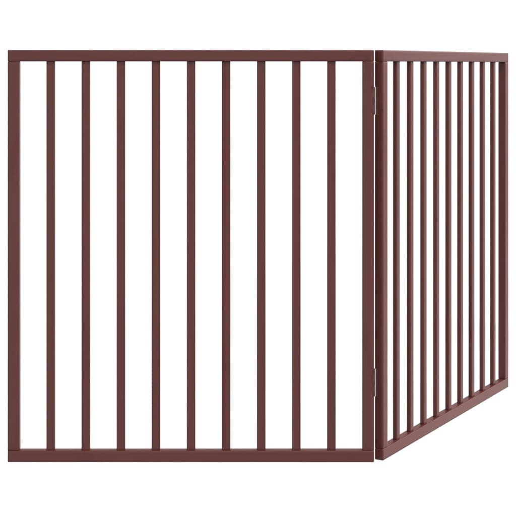 Cancello Cani Pieghevole 2 Pannelli Marrone 160cm Legno Pioppo — miniatura 5 di 8