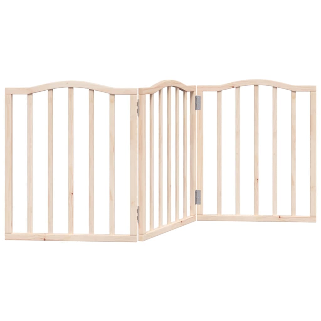 Cancello per Cani Pieghevole 3 Pannelli 150 cm Legno di Pioppo — miniatura 2 di 8