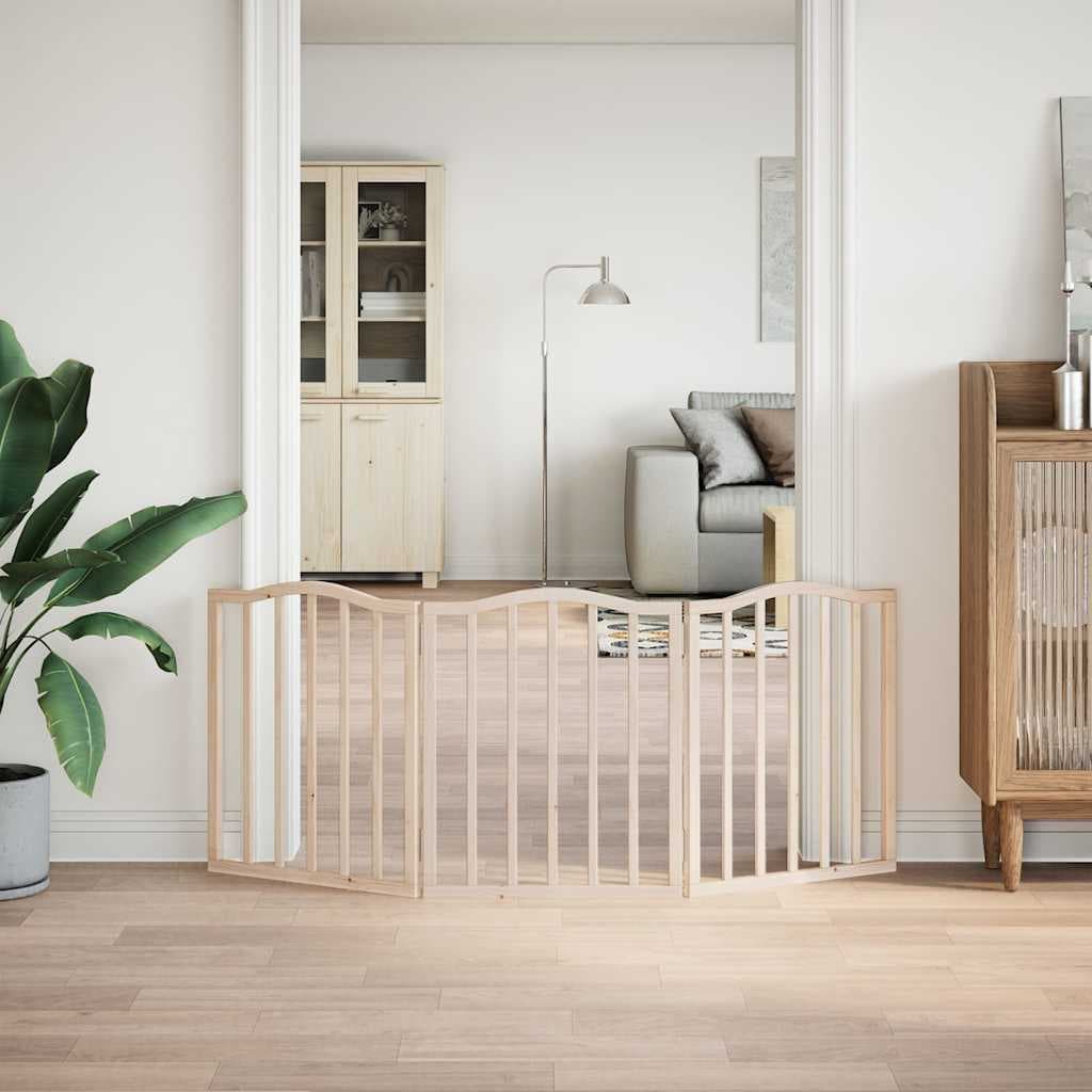 Cancello per Cani Pieghevole 3 Pannelli 150 cm Legno di Pioppo — miniatura 3 di 8