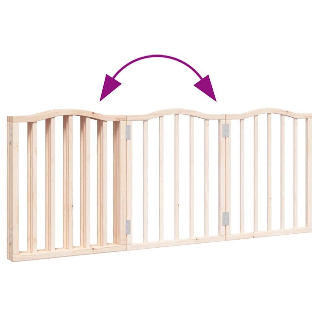 Cancello per Cani Pieghevole 3 Pannelli 150 cm Legno di Pioppo — miniatura 6 di 8