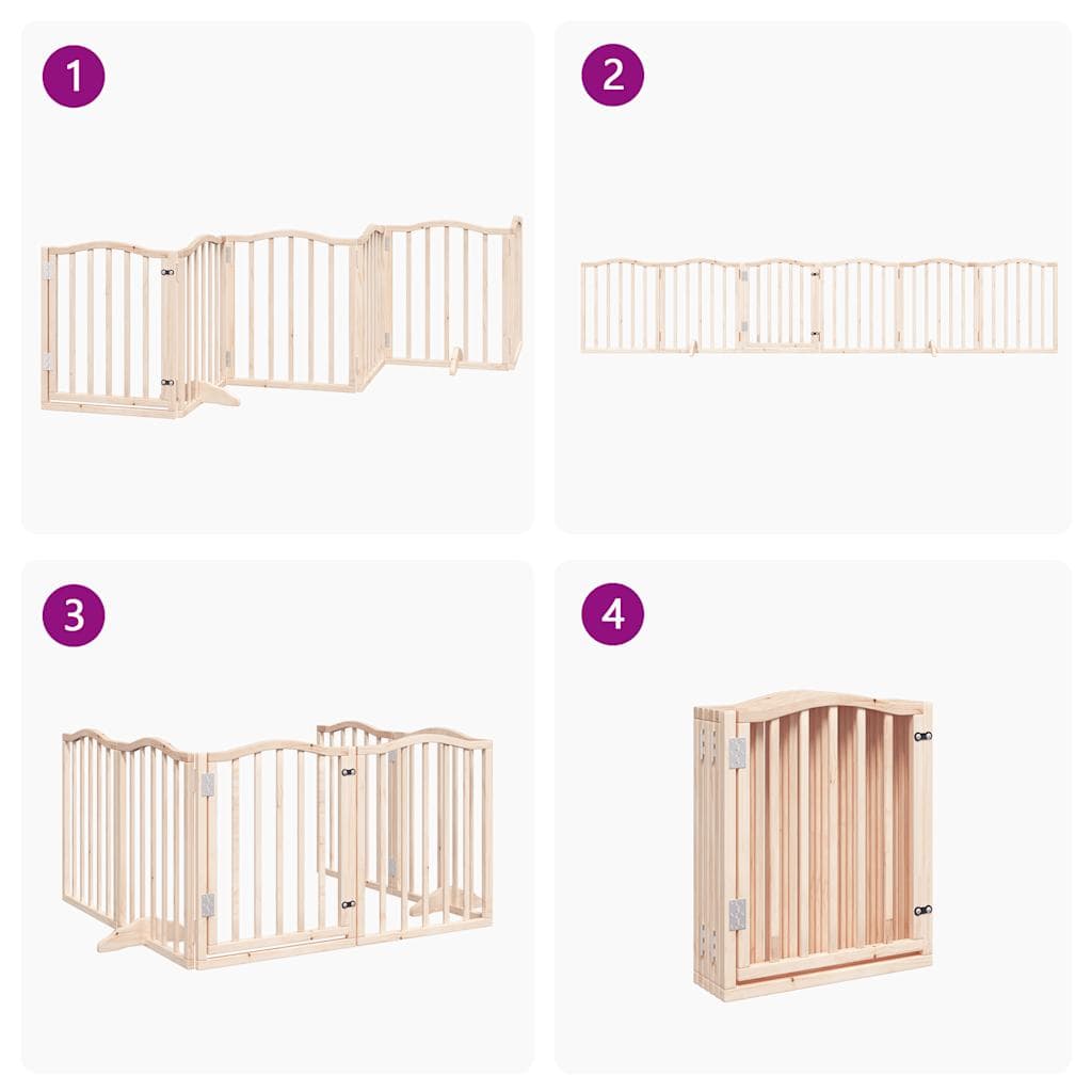 Cancello per Cani Pieghevole 6 Pannelli 300 cm Legno di Pioppo — miniatura 6 di 10