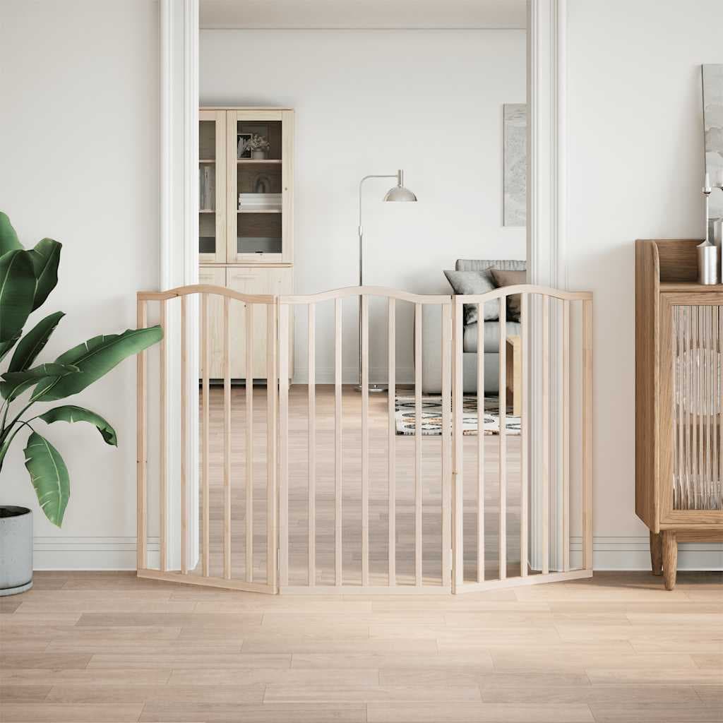 Cancello per Cani Pieghevole 3 Pannelli 150 cm Legno di Pioppo — miniatura 3 di 8