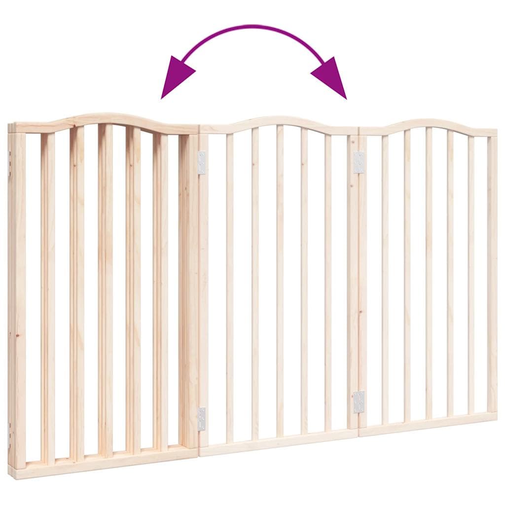 Cancello per Cani Pieghevole 3 Pannelli 150 cm Legno di Pioppo — miniatura 6 di 8