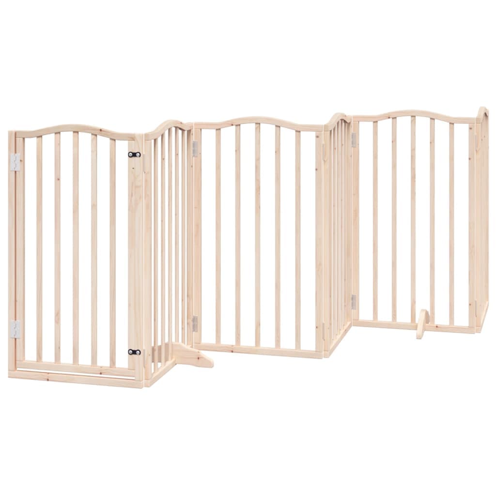 Cancelletto per cani con porta pieghevole 6 pannelli 300 cm in legno di pioppo — miniatura 2 di 10