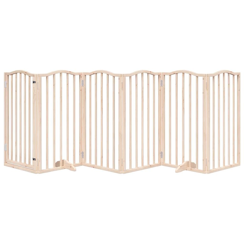 Cancelletto per cani con porta pieghevole 6 pannelli 300 cm in legno di pioppo — miniatura 3 di 10