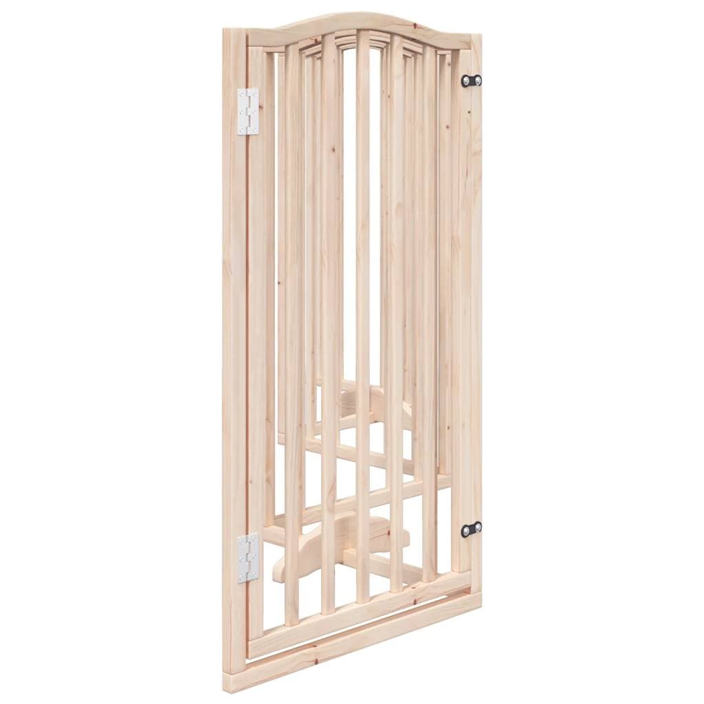 Cancelletto per cani con porta pieghevole 6 pannelli 300 cm in legno di pioppo — miniatura 4 di 10