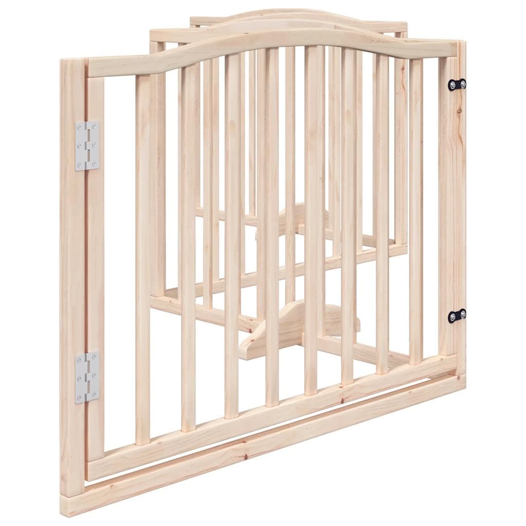 Cancello per Cani con Porta Pieghevole 4 Pannelli 320 cm Pioppo — miniatura 4 di 9