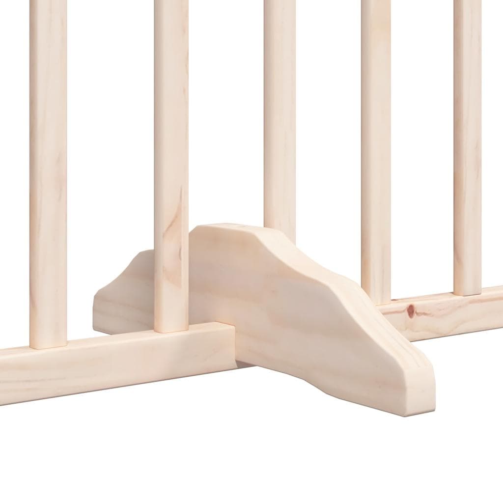 Cancello per Cani con Porta Pieghevole 4 Pannelli 320 cm Pioppo — miniatura 8 di 9
