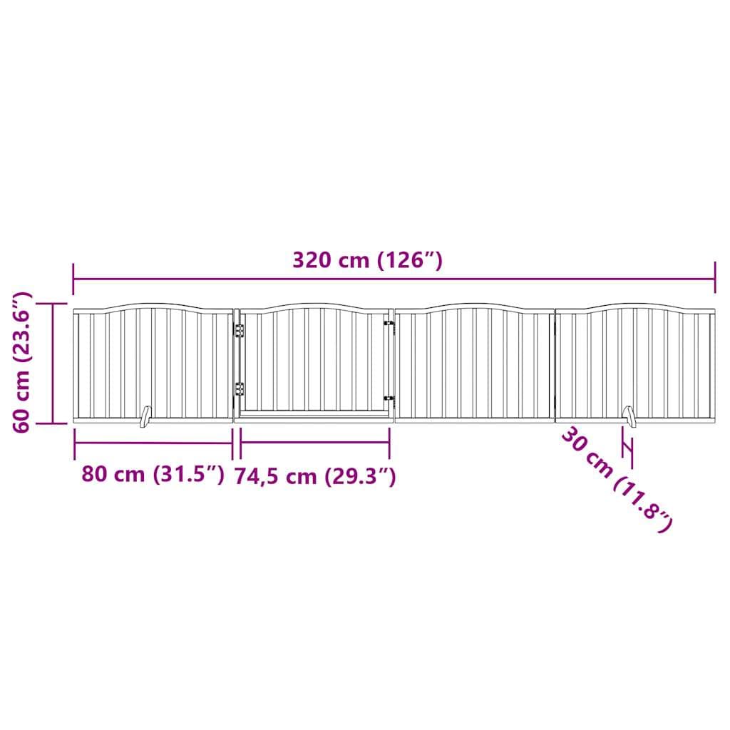 Cancello per Cani con Porta Pieghevole 4 Pannelli 320 cm Pioppo — miniatura 9 di 9