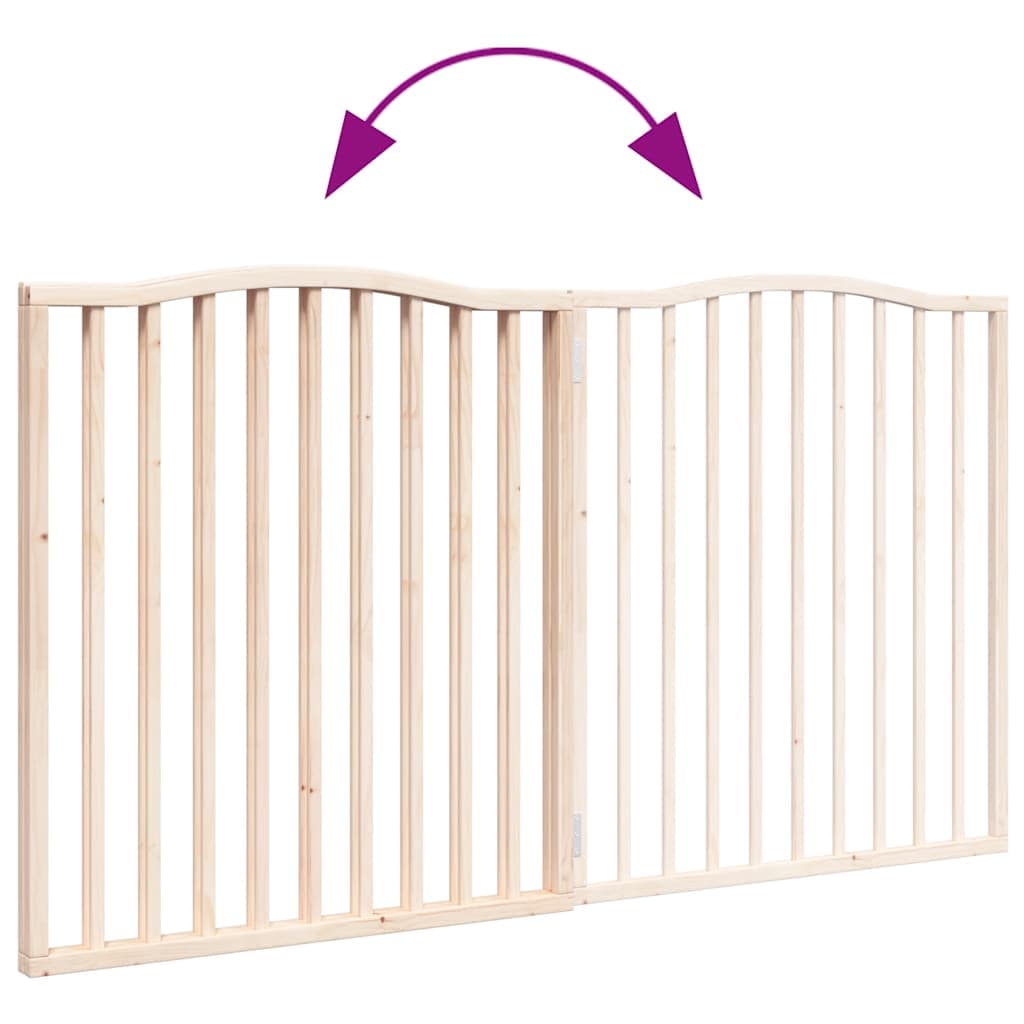 Cancello per Cani Pieghevole 2 Pannelli 160 cm Legno di Pioppo — miniatura 6 di 8