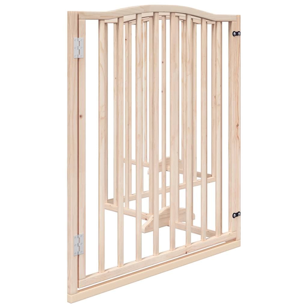 Cancello per Cani con Porta Pieghevole 4 Pannelli 320 cm Pioppo — miniatura 4 di 10