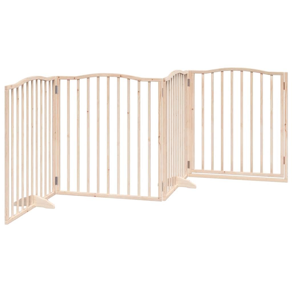 Cancello per Cani con Porta Pieghevole 4 Pannelli 320 cm Pioppo — miniatura 5 di 10