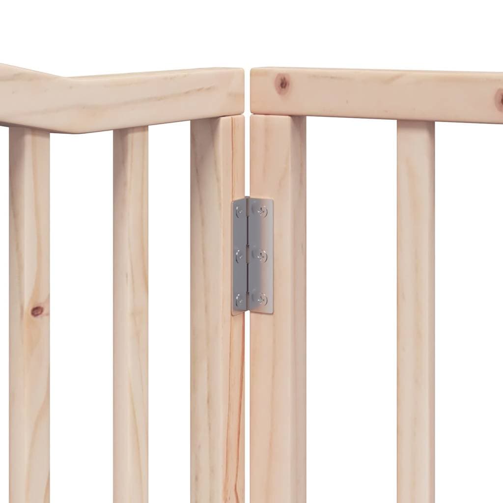 Cancello per Cani con Porta Pieghevole 4 Pannelli 320 cm Pioppo — miniatura 9 di 10