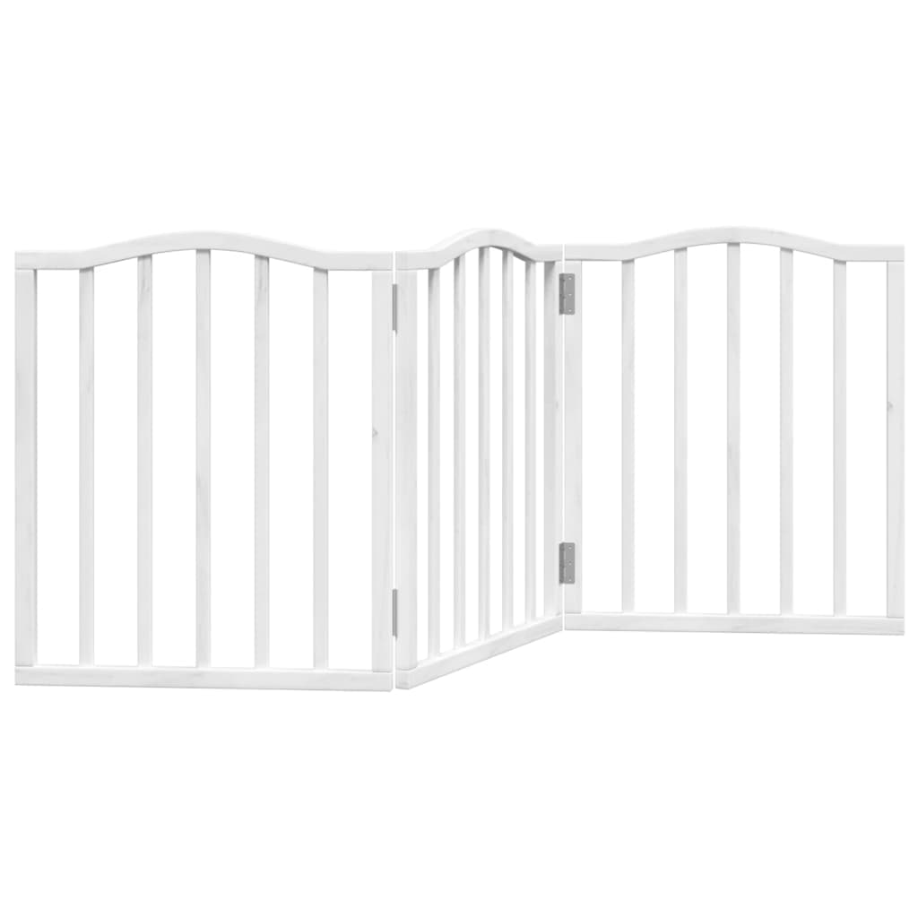 Cancello per Cani Pieghevole 3 Pannelli Bianco 150 cm Pioppo — miniatura 2 di 8