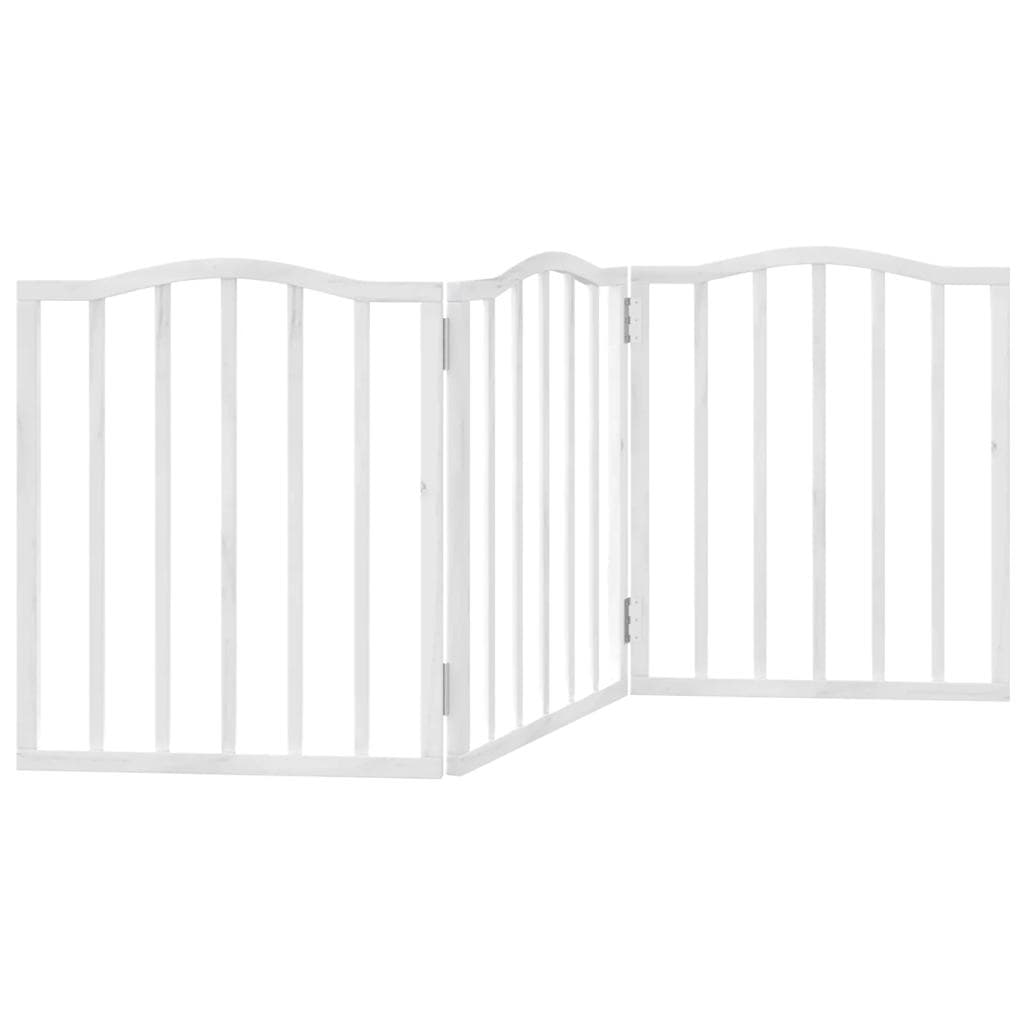 Cancello per Cani Pieghevole 3 Pannelli Bianco 150 cm Pioppo — miniatura 5 di 8
