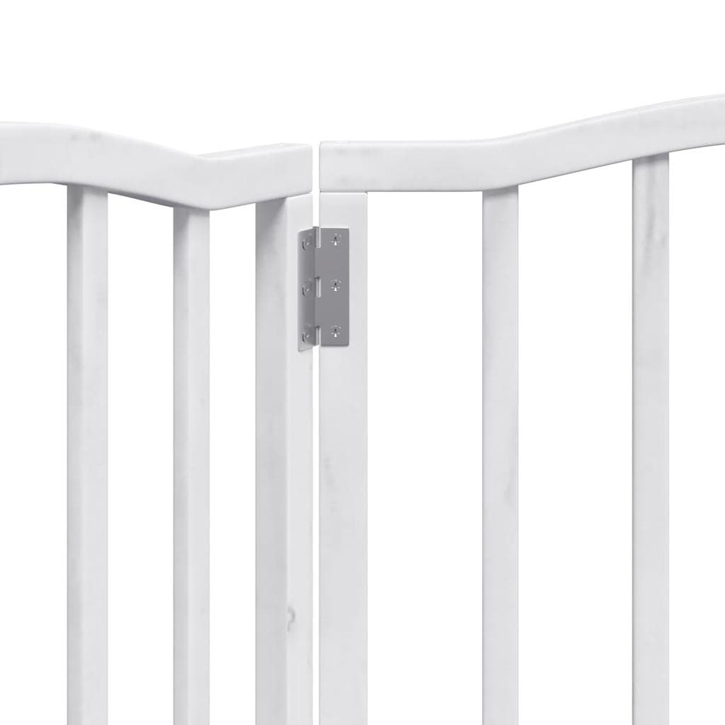 Cancello per Cani Pieghevole 3 Pannelli Bianco 150 cm Pioppo — miniatura 7 di 8