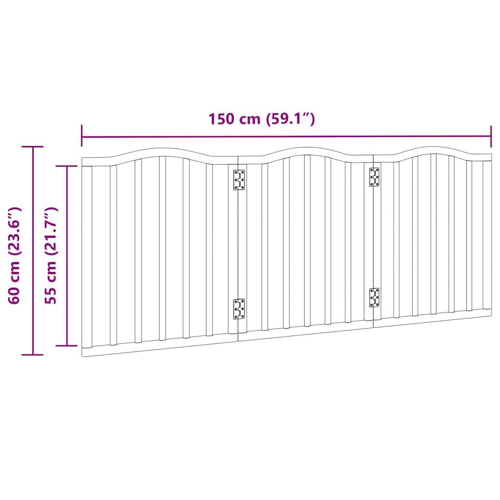 Cancello per Cani Pieghevole 3 Pannelli Bianco 150 cm Pioppo — miniatura 8 di 8