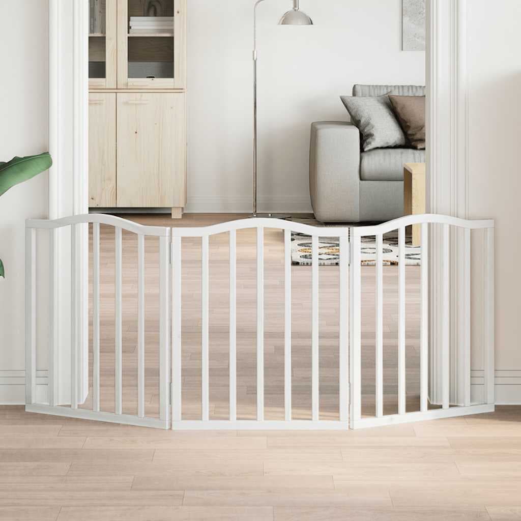 Cancello per Cani Pieghevole 3 Pannelli Bianco 150 cm Pioppo — miniatura 1 di 8