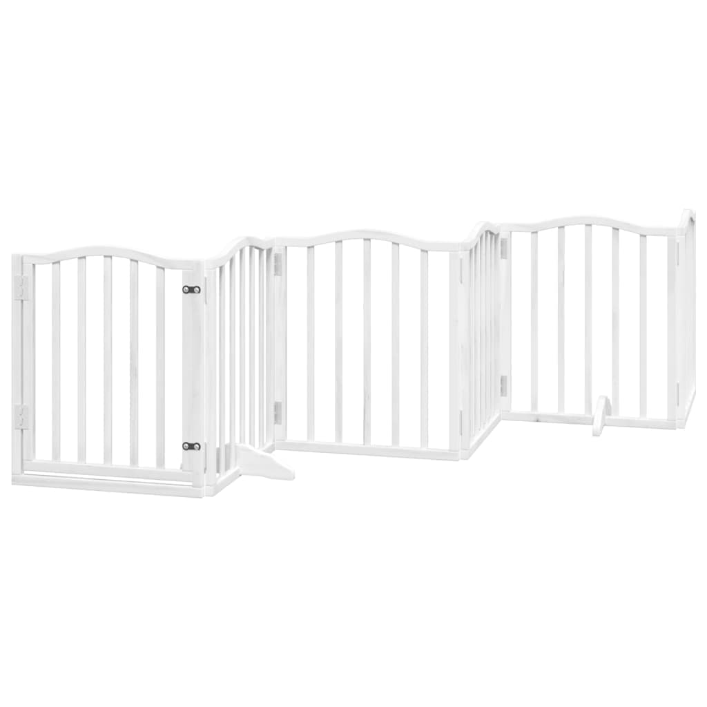 Cancello Cani Porta Pieghevole Bianco 6 Pannelli 300 cm Pioppo — miniatura 2 di 10