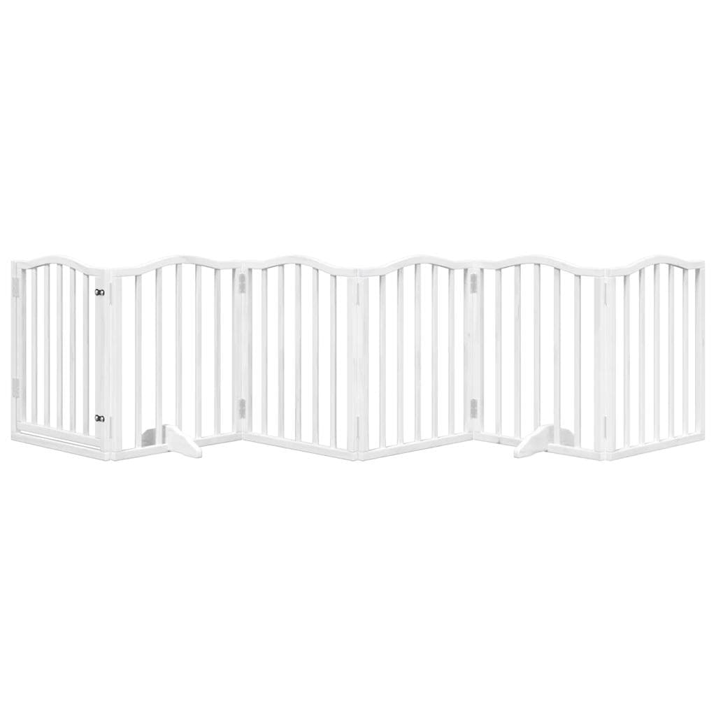 Cancello Cani Porta Pieghevole Bianco 6 Pannelli 300 cm Pioppo — miniatura 3 di 10