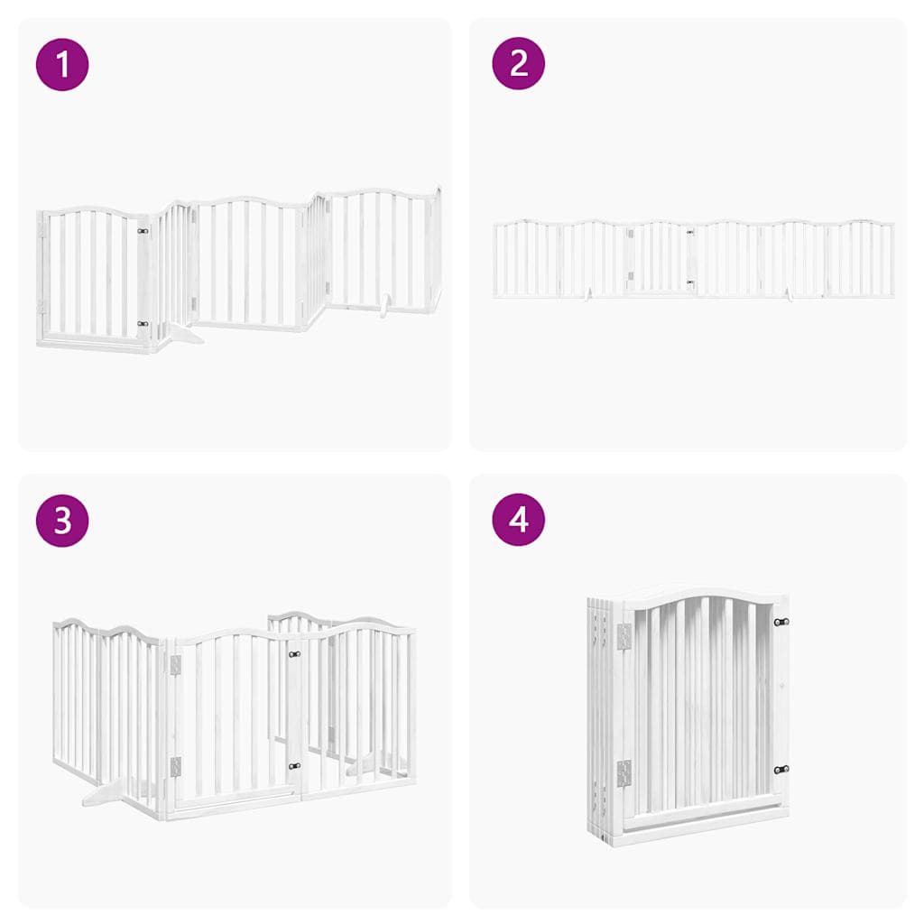 Cancello Cani Porta Pieghevole Bianco 6 Pannelli 300 cm Pioppo — miniatura 6 di 10