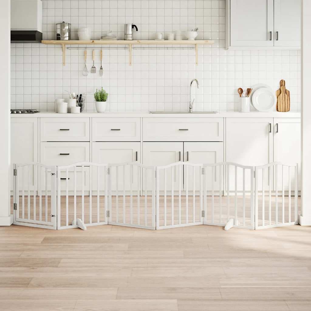 Cancello Cani Porta Pieghevole Bianco 6 Pannelli 300 cm Pioppo — miniatura 1 di 10