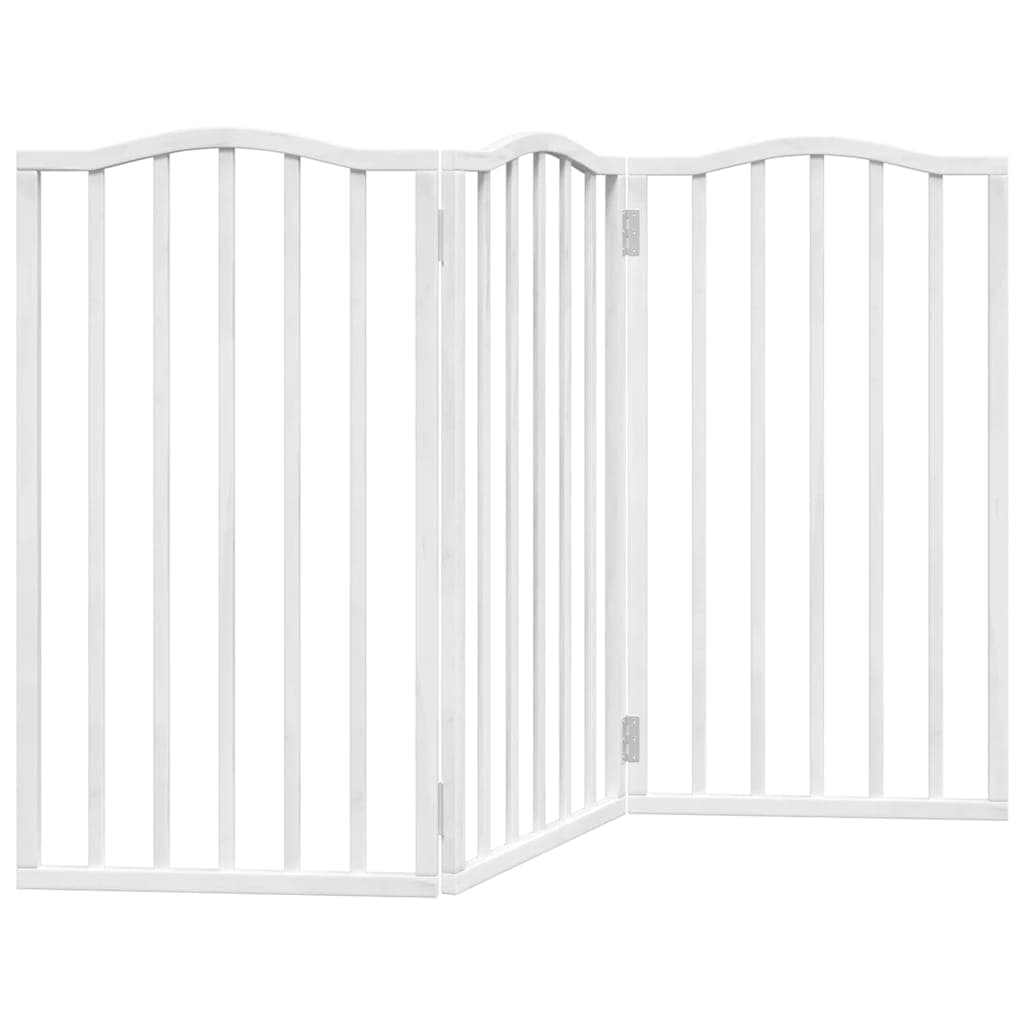 Cancello per Cani Pieghevole 3 Pannelli Bianco 150 cm Pioppo — miniatura 2 di 8