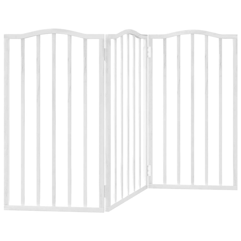 Cancello per Cani Pieghevole 3 Pannelli Bianco 150 cm Pioppo — miniatura 5 di 8