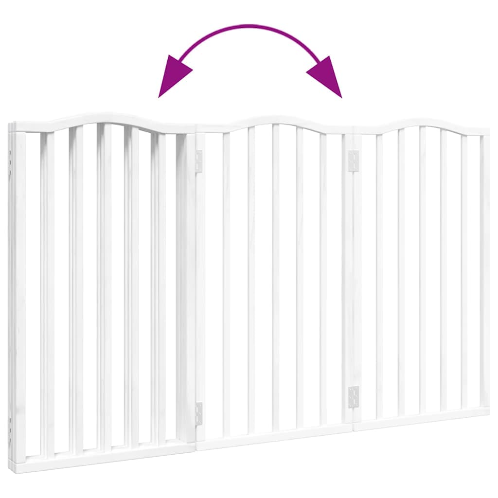 Cancello per Cani Pieghevole 3 Pannelli Bianco 150 cm Pioppo — miniatura 6 di 8