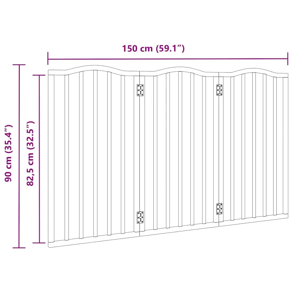 Cancello per Cani Pieghevole 3 Pannelli Bianco 150 cm Pioppo — miniatura 8 di 8