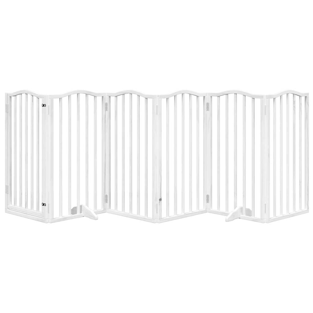 Cancello Cani Porta Pieghevole Bianco 6 Pannelli 300 cm Pioppo — miniatura 3 di 10