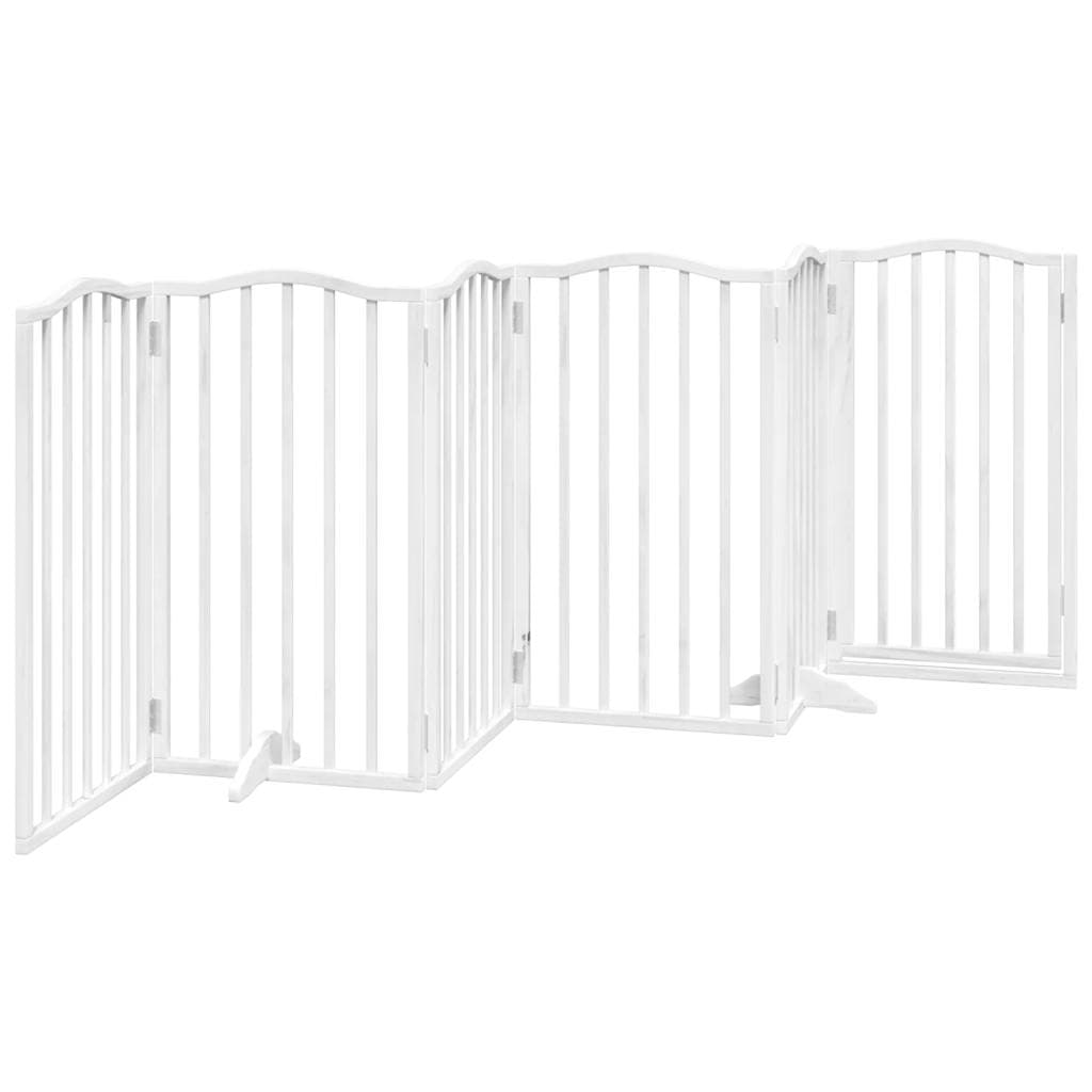 Cancello Cani Porta Pieghevole Bianco 6 Pannelli 300 cm Pioppo — miniatura 5 di 10